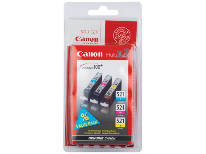 CANON CLI-521 PACK 3 TINTEIROS