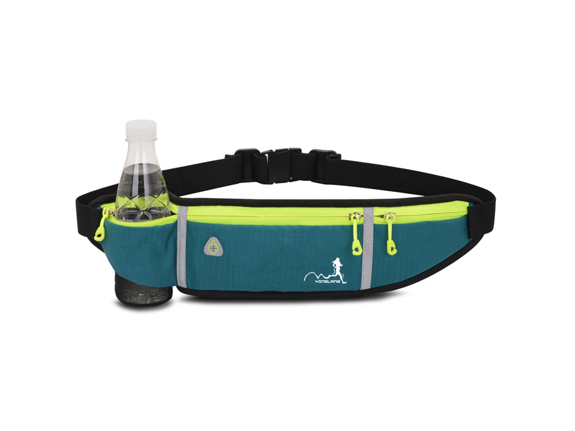 Cinturón deportivo Yuysan para botella de agua, elástico y ajustable, ajuste ceñido al cuerpo, color verde lago.