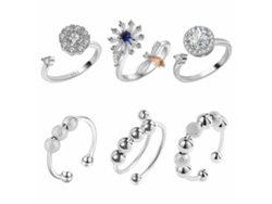 6 Anillos Giratorios Ajustables, Unisex, Antiestrés, Regalo De Cumpleaños
