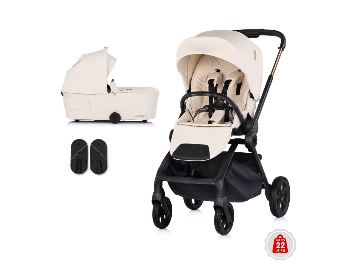 Carrinho de Bebé 2 em 1 CHIPOLINO Winner com Alcofa Dobrável e Assento Reversível Até 22 Kg Cashmere