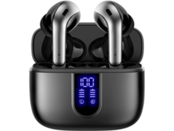 Auriculares inalámbricos Bluetooth JIAPEI con pantalla LED y estuche de carga (negro)