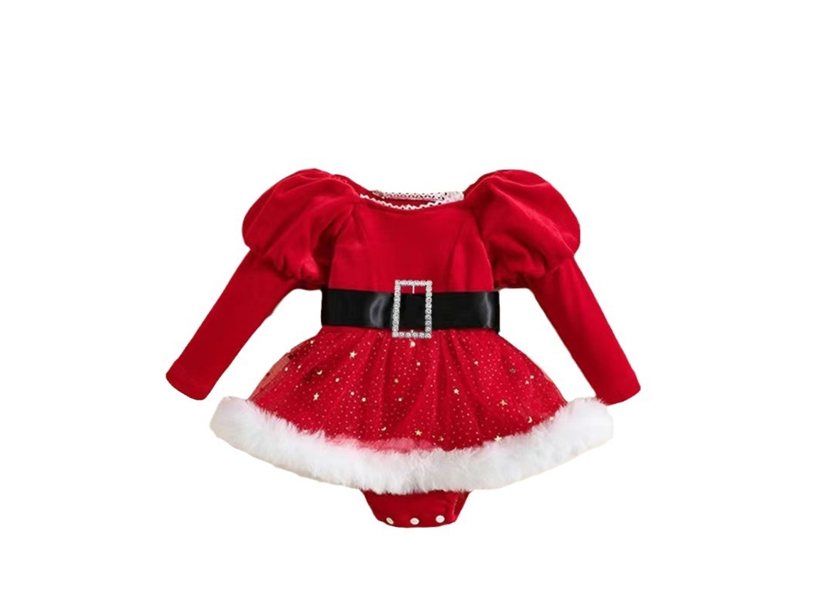 Ropa navidad bebe zorro plateado terciopelo mono manga larga 90cm