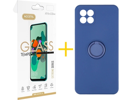 Carcasa + Protector de Pantalla para Huawei P40 Lite ACCETEL Azul Oscuro
