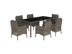 Maison Exclusive - Set Comedor Jardín 7 Pzas Y Cojines Ratán Sintético Gris