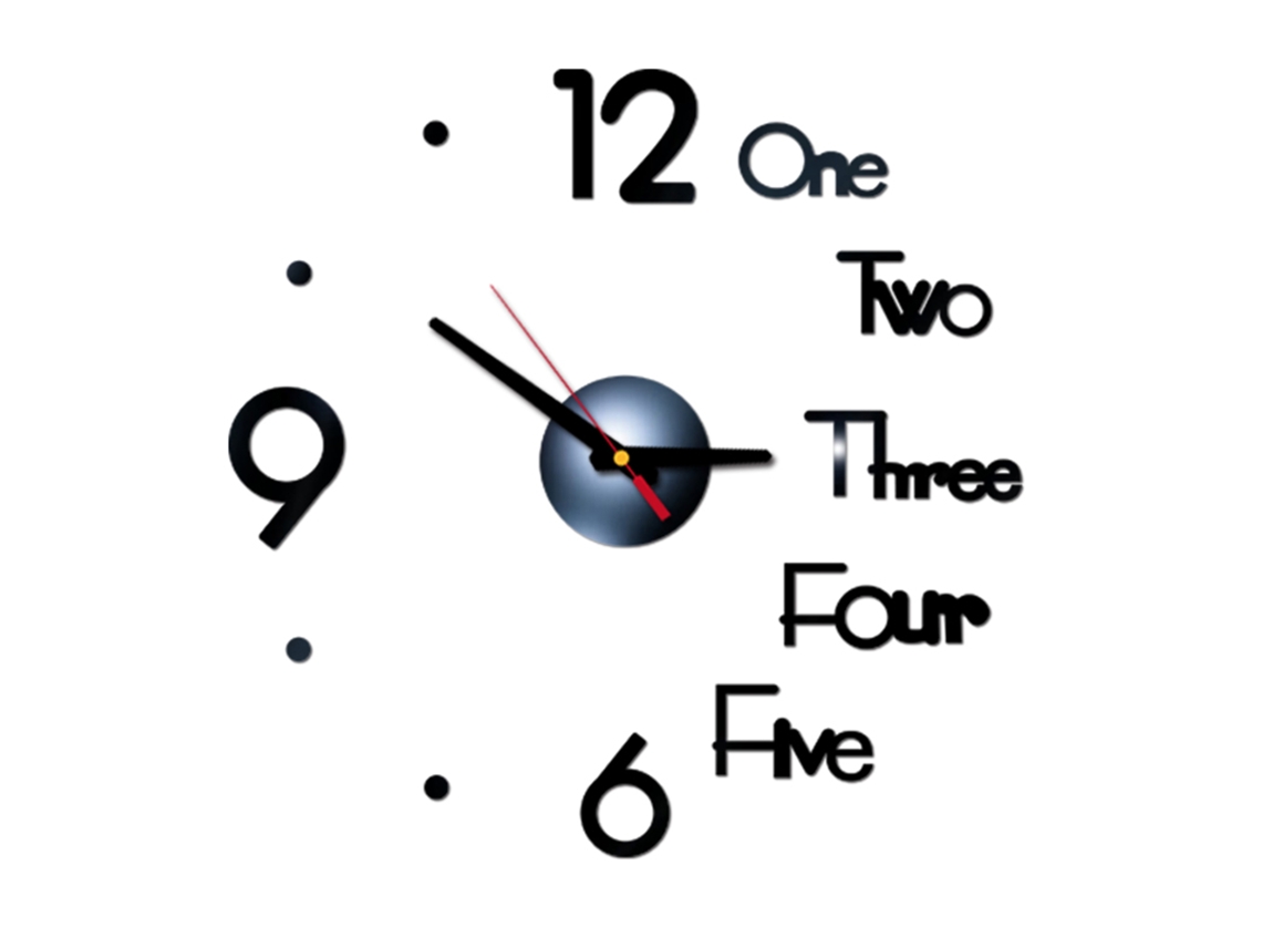 Reloj de pared decorativo de acrílico negro de 40 cm