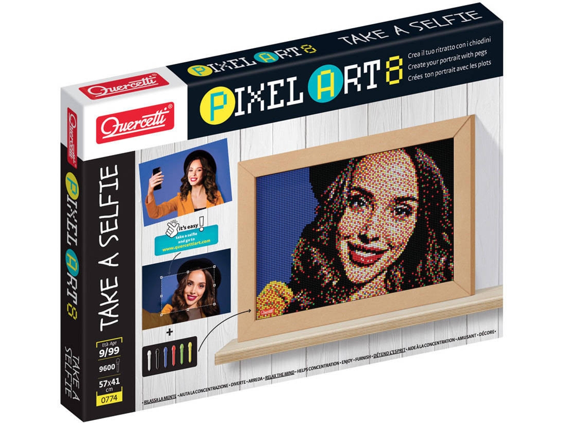 Juego Educativo QUERCETTI Pegs Pixel Art 8 Hazte un Selfie 9600 pz (Edad Mínima: 6 Años - 58 x 41,5 x 6 cm)
