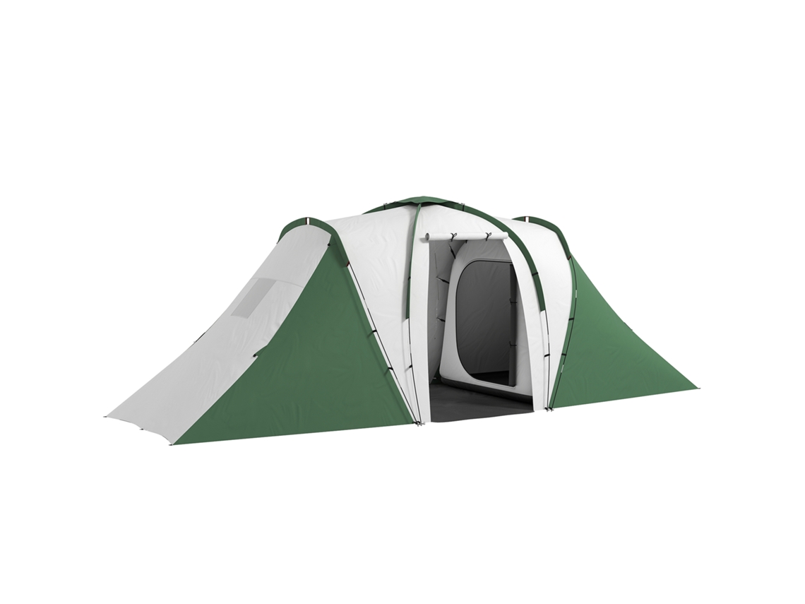 Tienda de campaña familiar para 4-6 personas con 2 habitaciones, impermeable 3000 mm, con bolsa de transporte, 555x225x190 cm, gris y verde, PMM CAPITALI