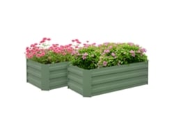 Juego de 2 jardineras de acero galvanizado para jardín urbano/terraza, 100x50x30 cm, color verde.