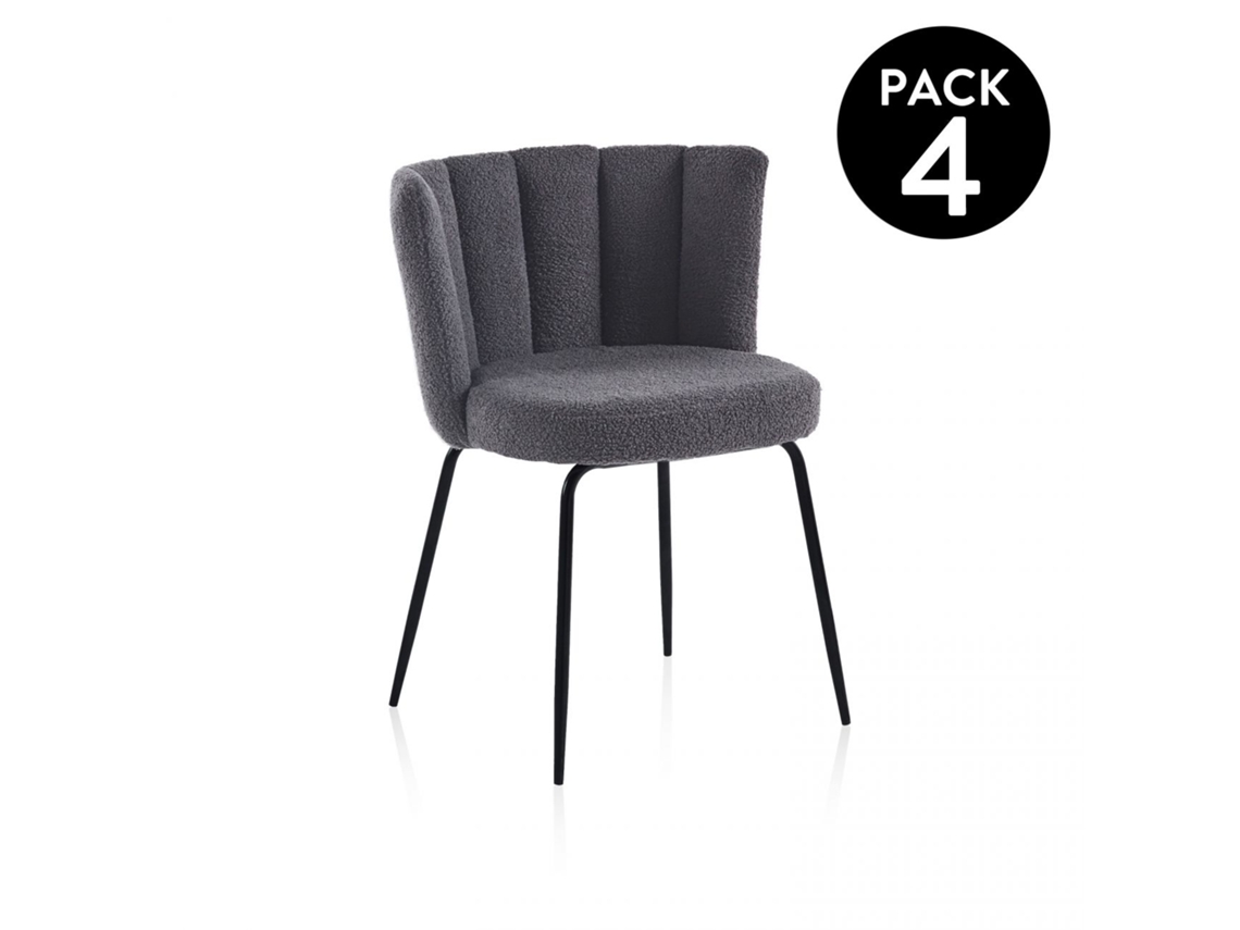 Pack 4 sillas de comedor Bodhi Crochet Gris 60 x 79 x 57 cm