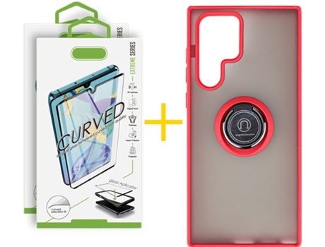 Carcasa + 2 Protectores de Pantalla para Samsung Galaxy S22 Ultra 5G SKYHE Rojo