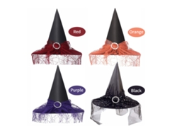 Sombrero De Bruja De Halloween Aterrador Con Ala Ancha Y Punta Para Fiestas De Cosplay Y Decoración.