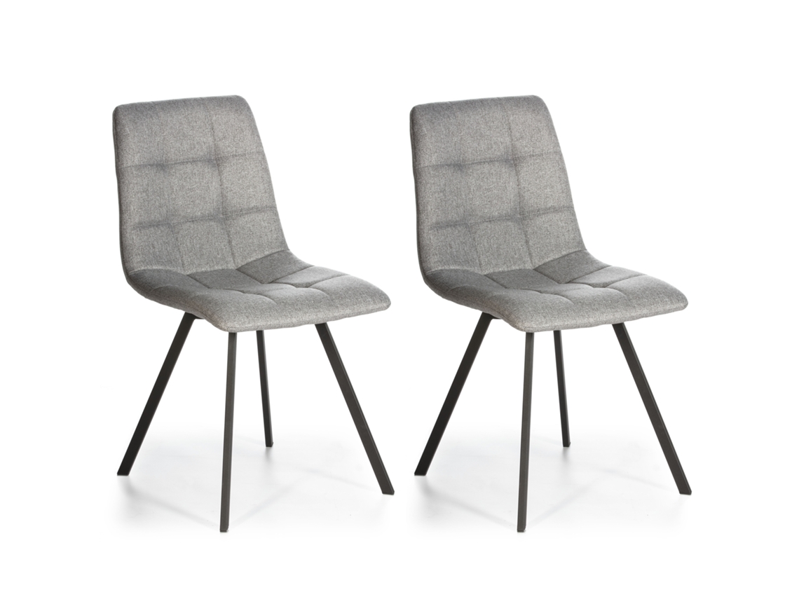 Conjunto de 2 Cadeiras Mila Estofadas Cinza Claro 58 X 45 X 86 Cm VS VENTA-STOCK