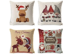 Juego De 4 Fundas De Almohada De Papá Noel, Decoración Navideña Cuadrada Para Sofá Y Hogar.