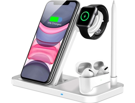 Cargador inalámbrico, estación de carga rápida con certificación Qi 4 en 1, compatible con Apple Watch Airpods Pro iPhone 12/11/11pro/X/XS/XR/Xs CH...