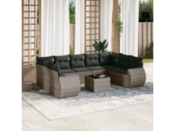 Conjunto de sofás de jardín de 10 piezas DKD Home Decor con cojines de mimbre gris