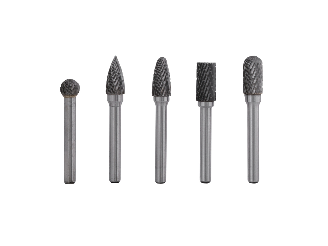 Juego de 5 brocas de acero de carburo de tungsteno para fresado, manguera de 6 mm, cabezal de 10 mm, herramienta rotativa.