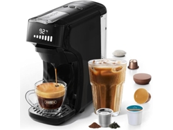 Cafetera espresso monodosis H1b de 20 bares 5 en 1, para Nespresso Original/Dolce Gusto/Lavazza Mio/Lor/café en polvo y sobres en polvo, color negro Hibrew