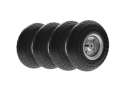 Ruedas De Carretilla De Goma Negra, Ø255x75 Mm, Eje De 16 Mm, Capacidad De 80 Kg.