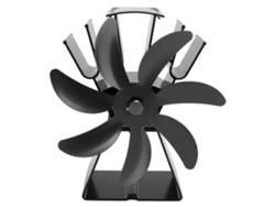 Ventilador De Chimenea Con 7 Aspas Para Estufa De Leña, Aluminio, Silencioso, Diseño Compacto, Negro.