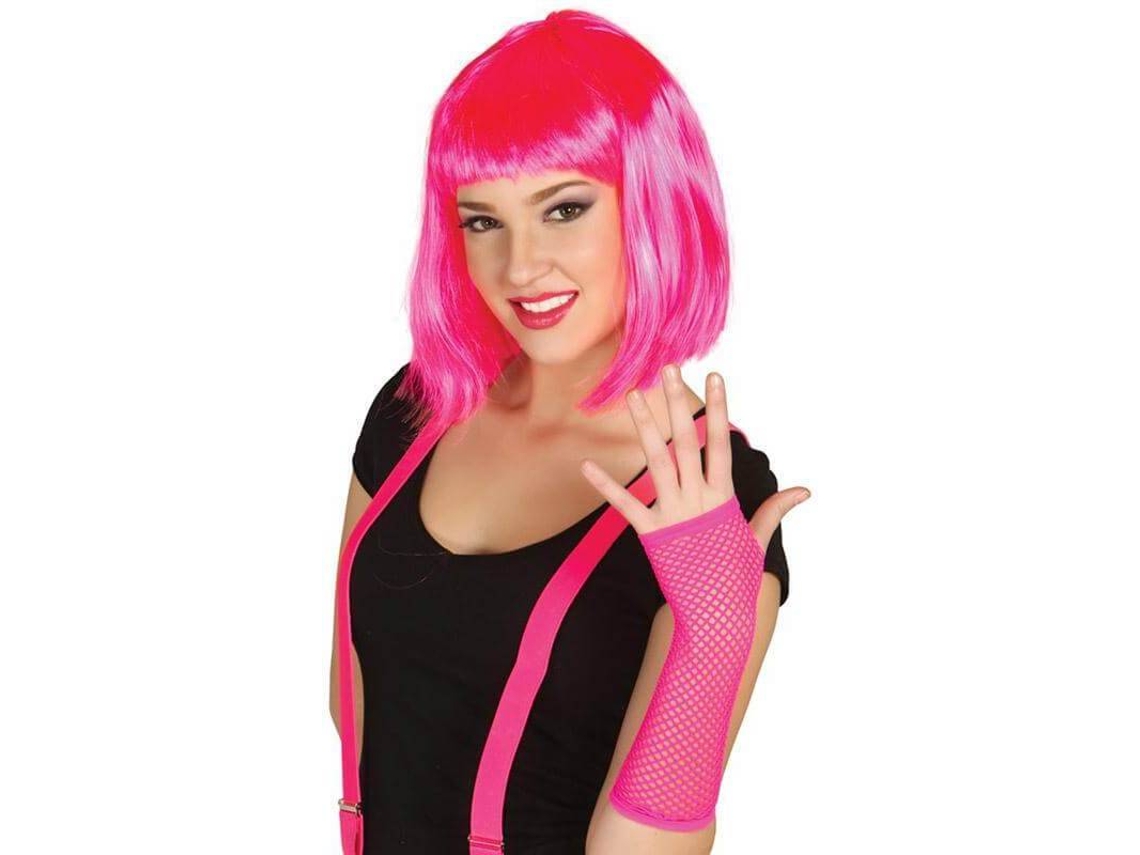 Guantes DISFRAZZES Guante De Rejilla Fucsia Neón De Punky (Talla: Talla Universal)