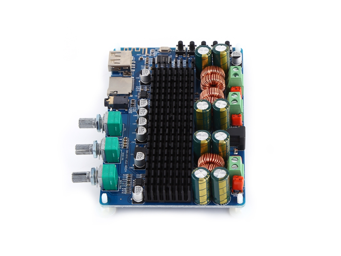 Placa amplificadora digital 2.1 canales Bluetooth USB TF 2026as, 50W + 50W estéreo, 100W subwoofer.