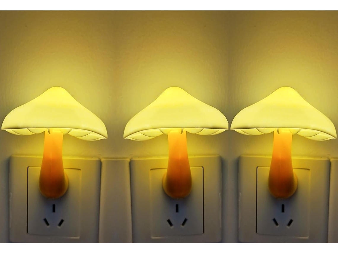 3pack Led Noche Luz Enchufar Lámpara 7 Colores Cambiando Lindas Luces Nocturnas Con Sensor De Hongo Gusshious