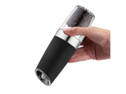 Molinillo de pimienta eléctrico por gravedad, automático, a pilas, con molinillo de sal y ajuste de molienda con LED. Rosewell