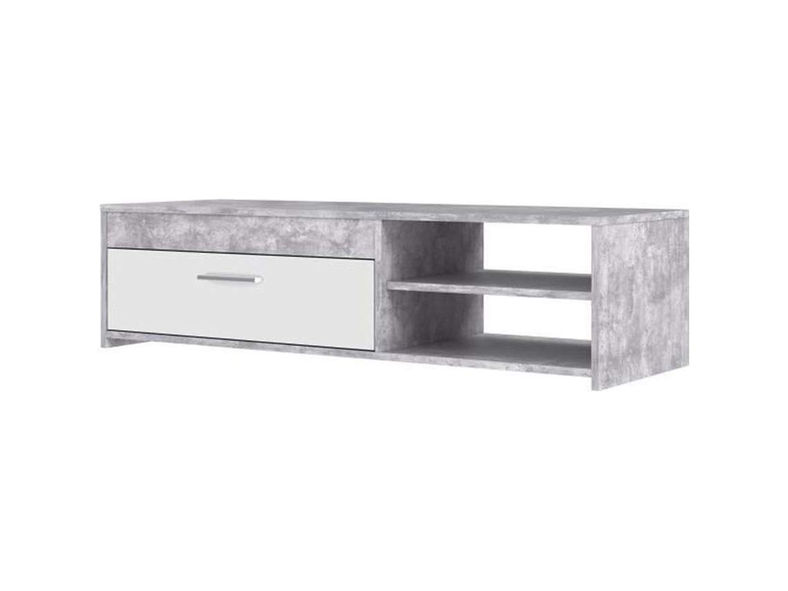 Mueble TV blanco y hormigón claro - 120 x 42,1 x 31,8 cm AUCUNE