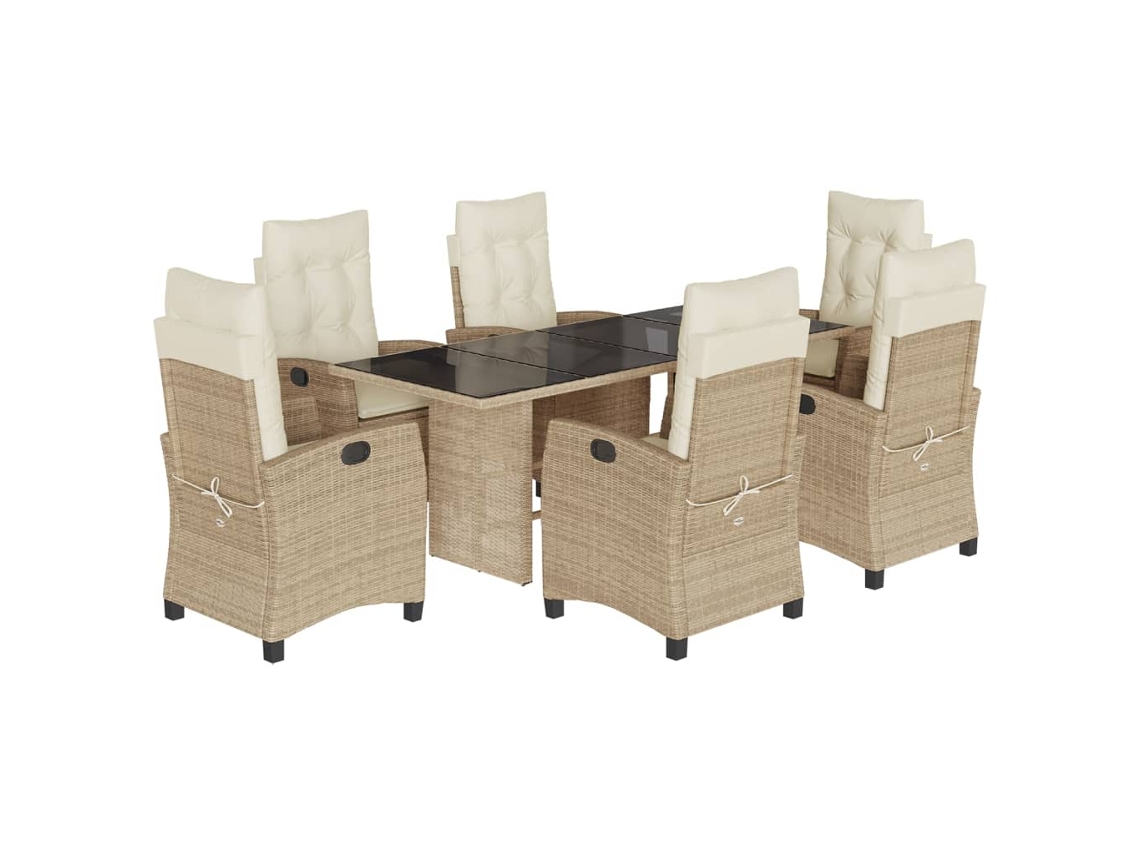 Maison Exclusive - Set Comedor De Jardín 7 Pzas Con Cojines Ratán Sintético Beige