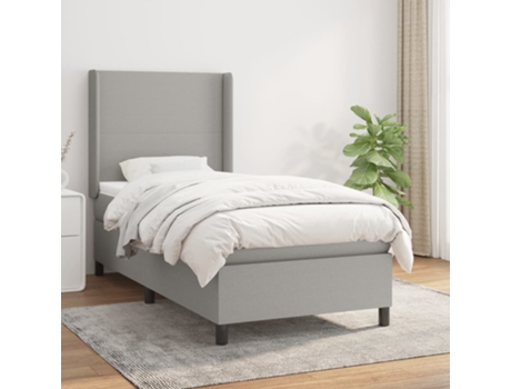 vidaXL Cama con somier y colchón 90x190 cm tela gris claro