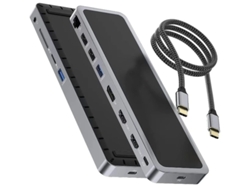 Estación de acoplamiento USB C Hub con dos monitores Adaptador múltiple de triple pantalla 12 en 1 Negro YIZHOOD
