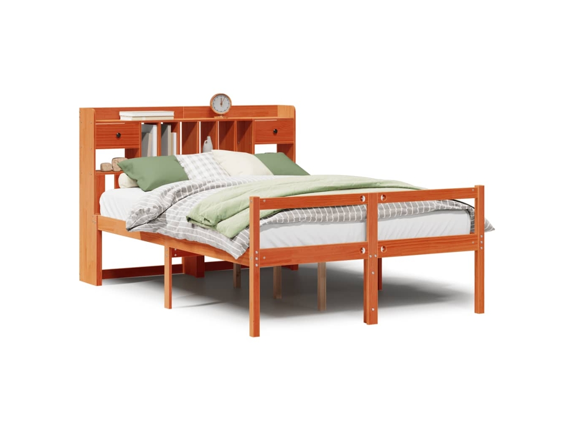 Maison Exclusive - Cama Con Estantería Sin Colchón Madera Maciza Marrón 160x200 Cm