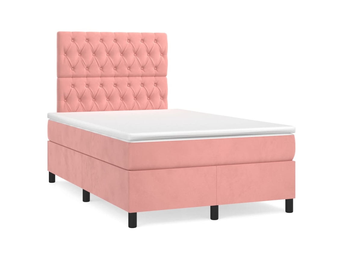 Maison Exclusive - Cama Box Spring Con Colchón Terciopelo Rosa 120x200 Cm