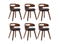 Juego de 6 sillas de comedor, madera curvada y tela gris oscuro, EXCLUSIVA MAISON