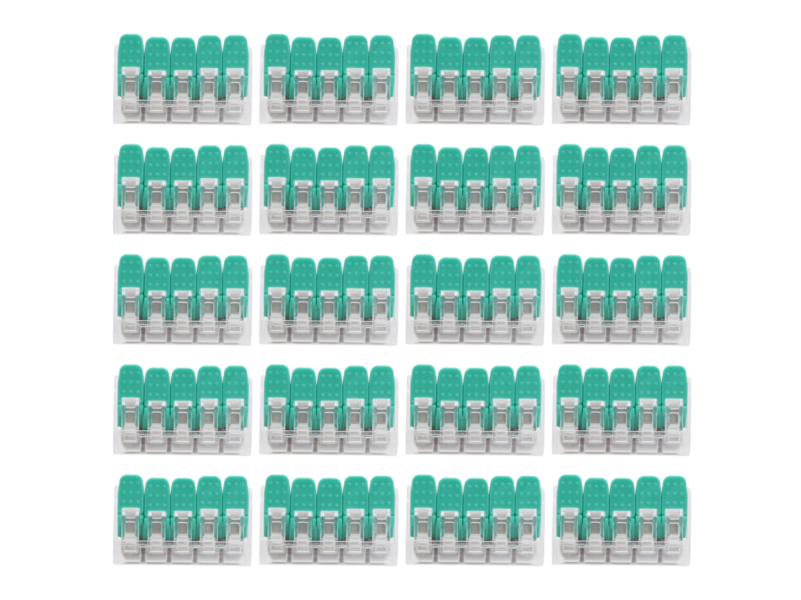 20 conectores de cable sin tornillos, terminales rápidos para iluminación, construcción y suministros industriales Pct665 (verde)