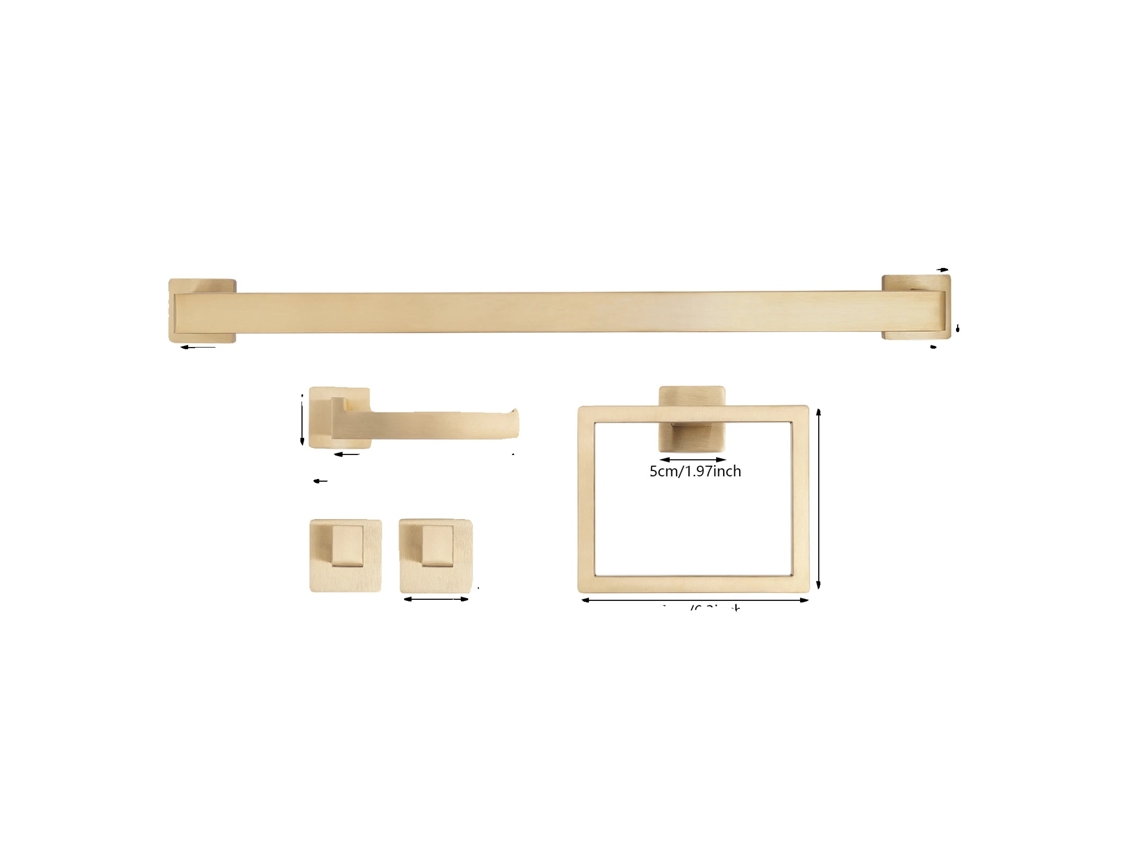 Juego de accesorios de baño, diseño moderno, acero inoxidable, montaje en pared, OEM dorado