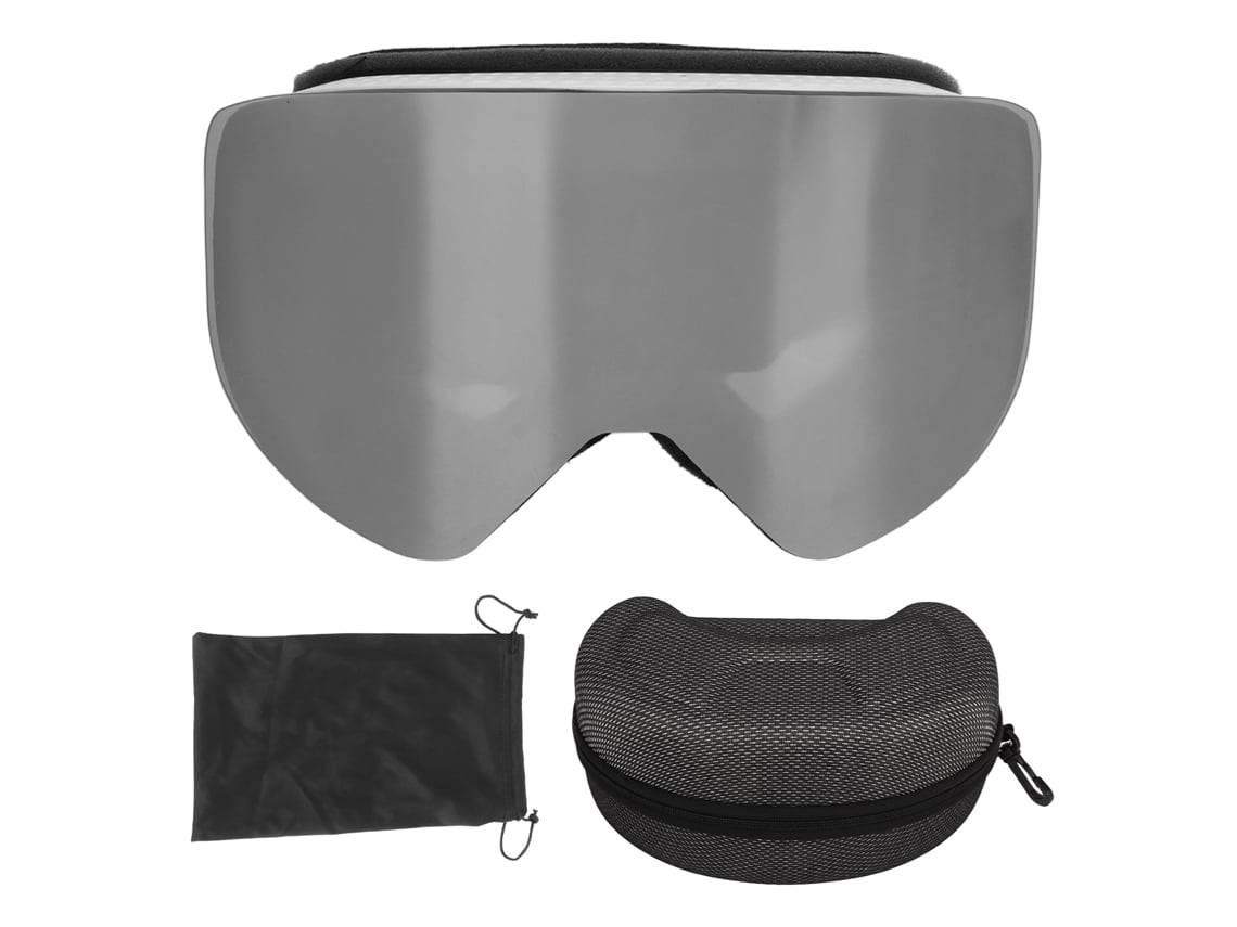 Gafas De Esquí Con Lente Magnética Anti Niebla Protección Uv Para Snowboard Otg Marco Negro Lente Plata
