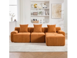 Sofá Modular 3 Plazas 268×102×78 Cm - L-fórmico, Sin Estructura, Espuma Viscoelástica, Sin Montaje - Naranja