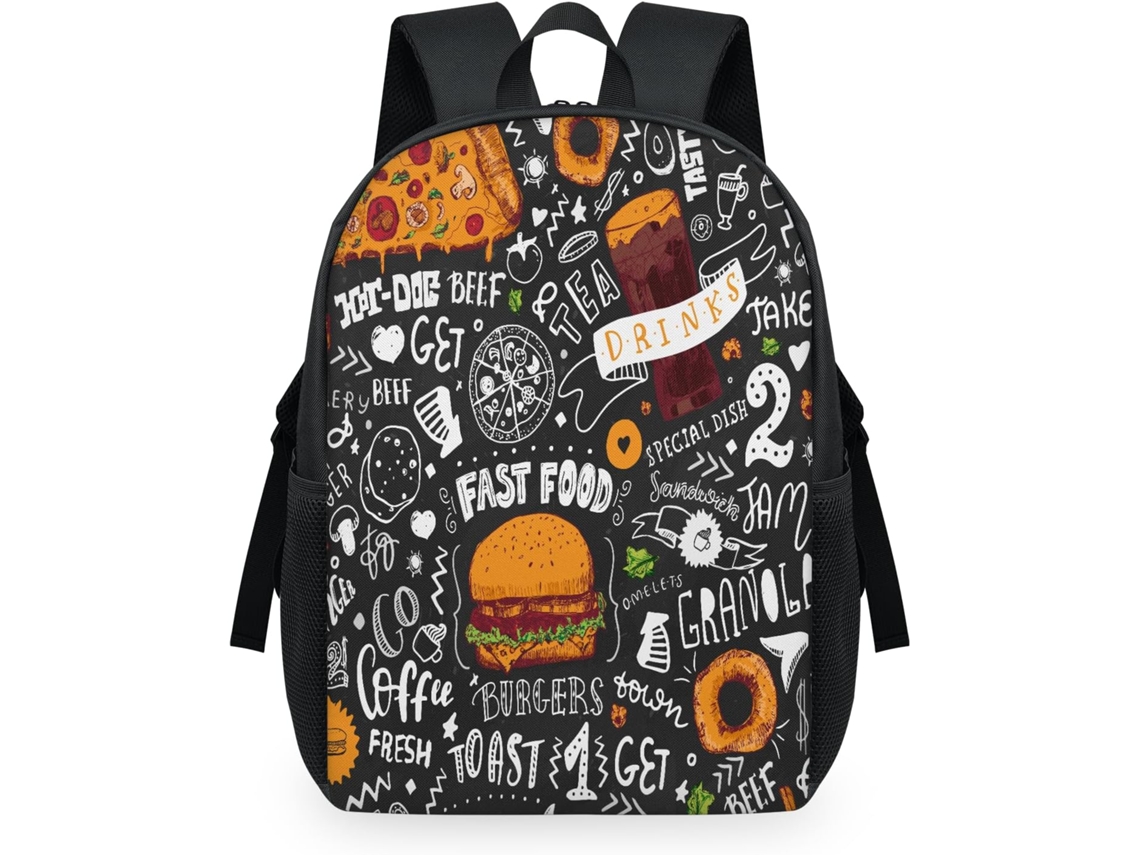 Mochila Tropicallife Estampado Comida Rápida Para Niños Niñas Hombres Mujeres Multiusos Mochila Escolar Inf