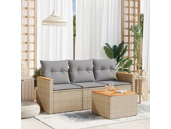 Conjunto de sofá de jardín con cojines DKD Home Decor, mimbre beige mixto
