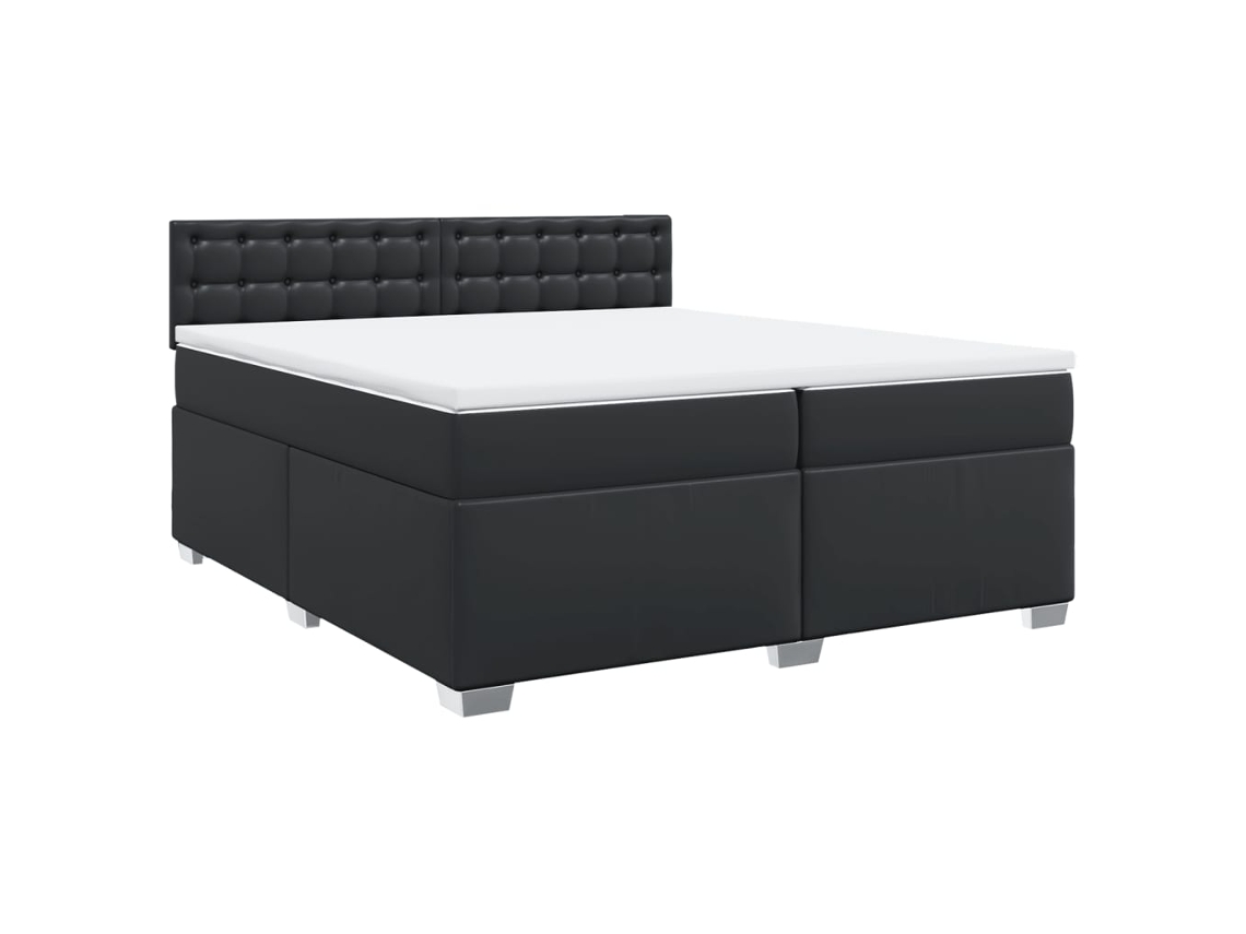 Maison Exclusive - Cama Box Spring Con Colchón Cuero Sintético Negro 200x200 Cm
