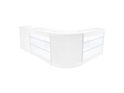Mostrador comercial MonsterShop Aries, blanco, CM60 2xK1200TB60, MDF y vidrio templado