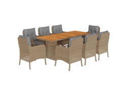 Maison Exclusive - Set Comedor De Jardín 9 Pzas Con Cojines Ratán Sintético Beige