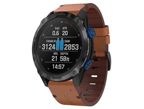 Correa Smartwatch Para Garmin Descent Mk 2I Correa De Reloj De 26 Mm Con Hebilla De Acero Y Cuero Marrón VENISYMLIS