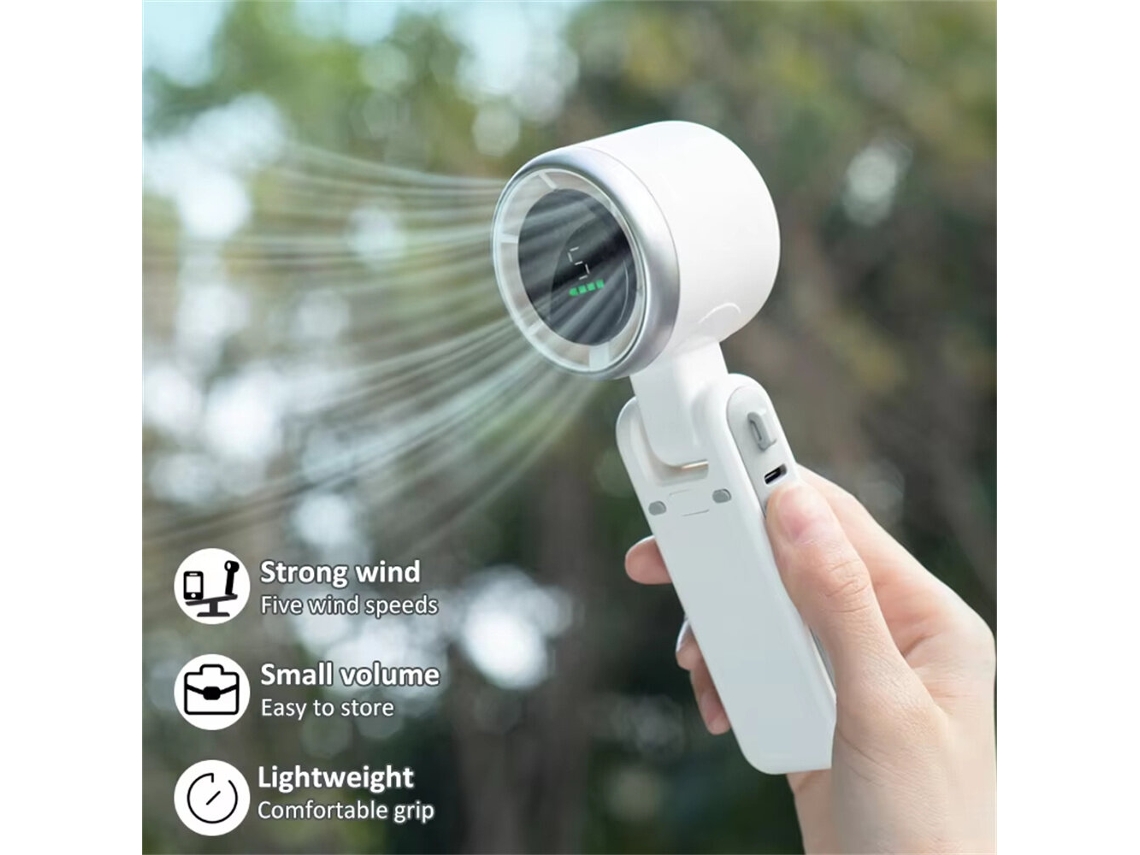 Negro Ipree Ventilador Eléctrico Portátil Mini Turbo Plegable Cuello 5 Velocidades Recargable Pantalla Ángulo Ajustable