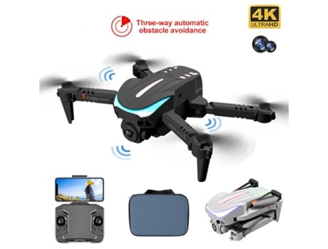 Mini dron plegable K109 con luz de respiración colorida de cámara dual 4K (1 baterías - Duración de la batería: 12 min - Negro)