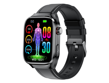 Reloj inteligente ECG, frecuencia cardíaca, presión arterial, sueño, podómetro Negro