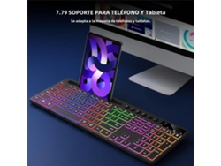 Combo De Teclado Y Ratón Inalámbricos Con Retroiluminación Y Soporte Para Teléfono/tableta.