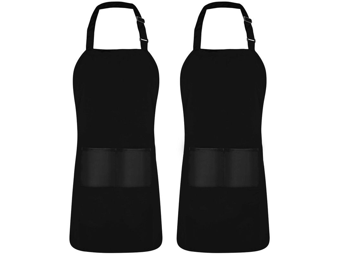 Medias de cocina ajustables (2 unidades) resistentes al agua y al aceite con bolsillos para chef - Negras