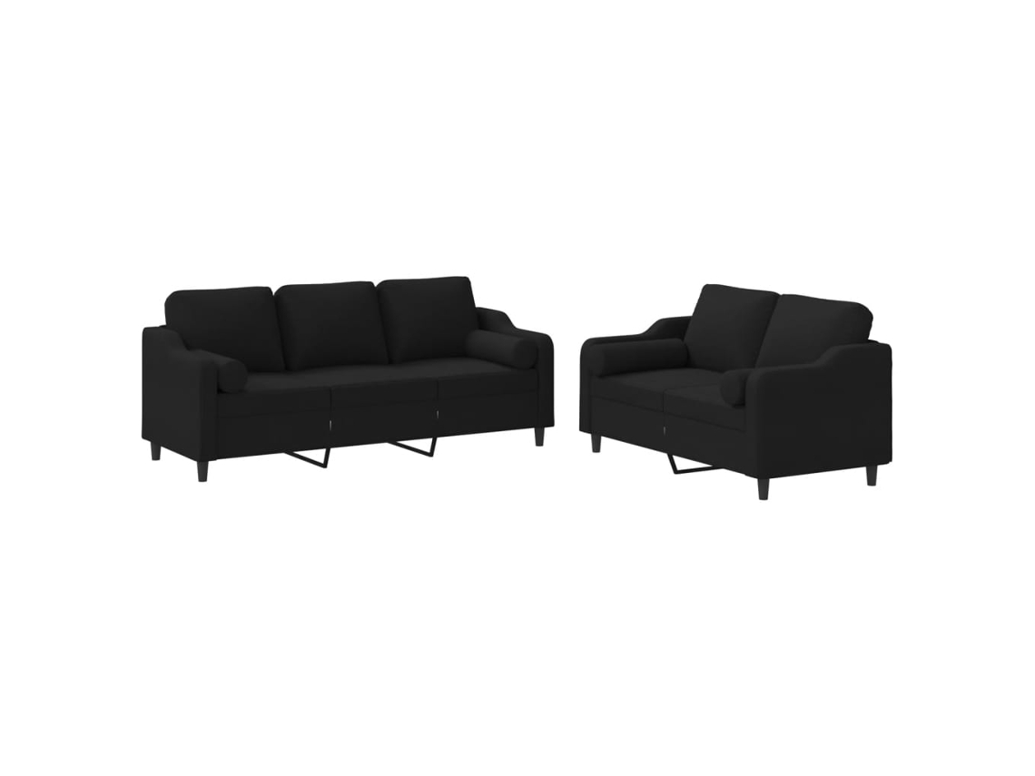 Maison Exclusive - Juego De Sofás Con Cojines 2 Piezas Tela Negro